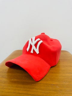 NY Yankees ceramic cap sculpture (red) - figurative sculpture