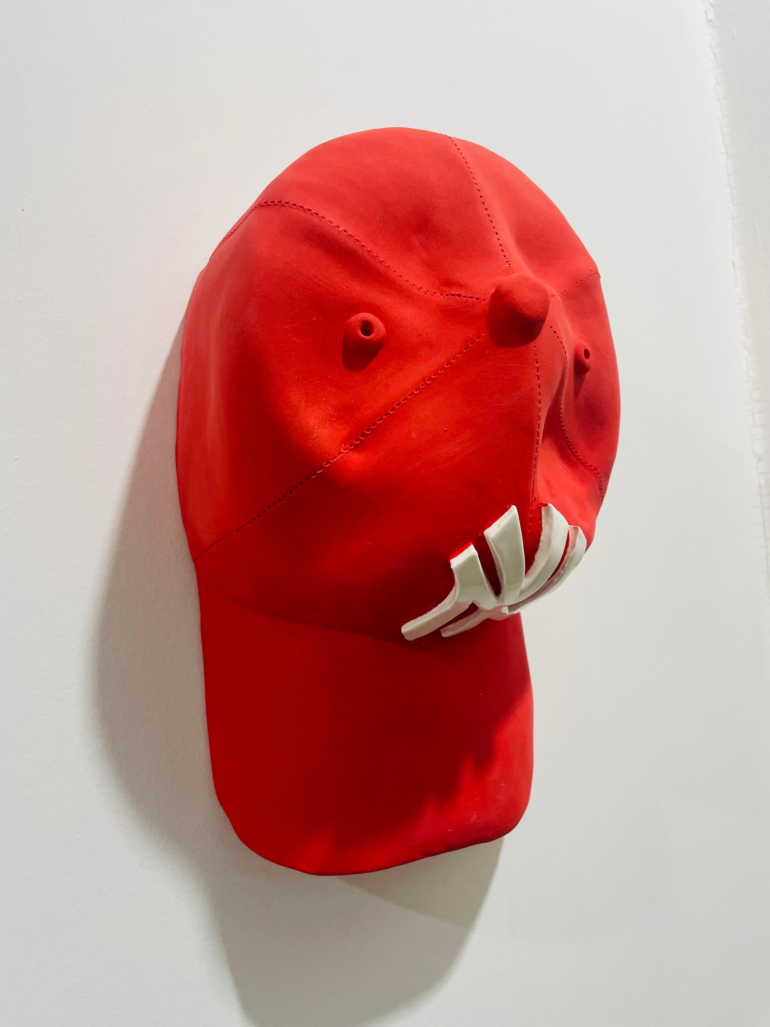 NY Yankees ceramic cap sculpture (red) - figurative sculpture For Sale 2