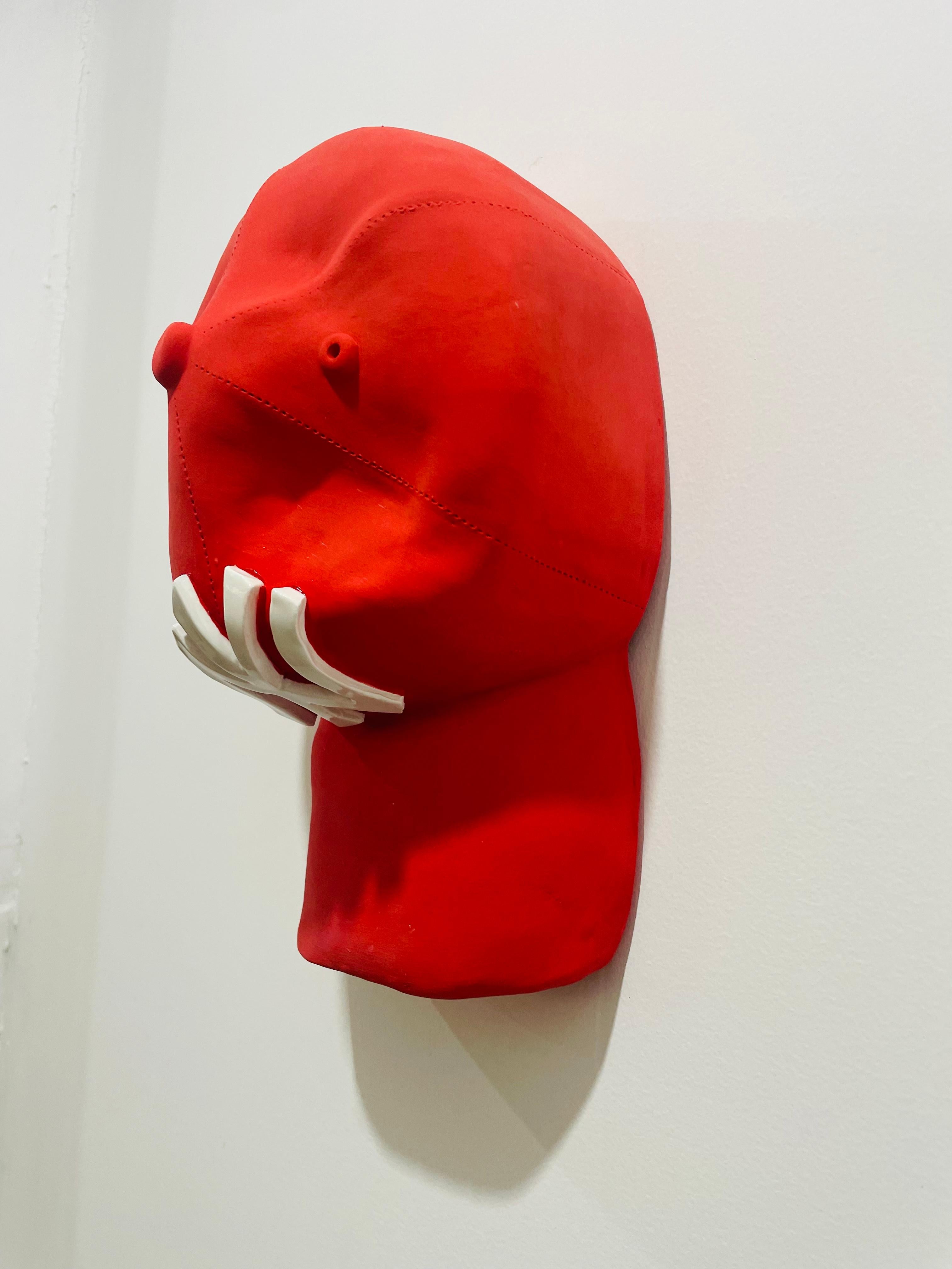 Yael Yanay Figurative Sculpture - NY Yankees ceramic cap sculpture (red) - figurative sculpture