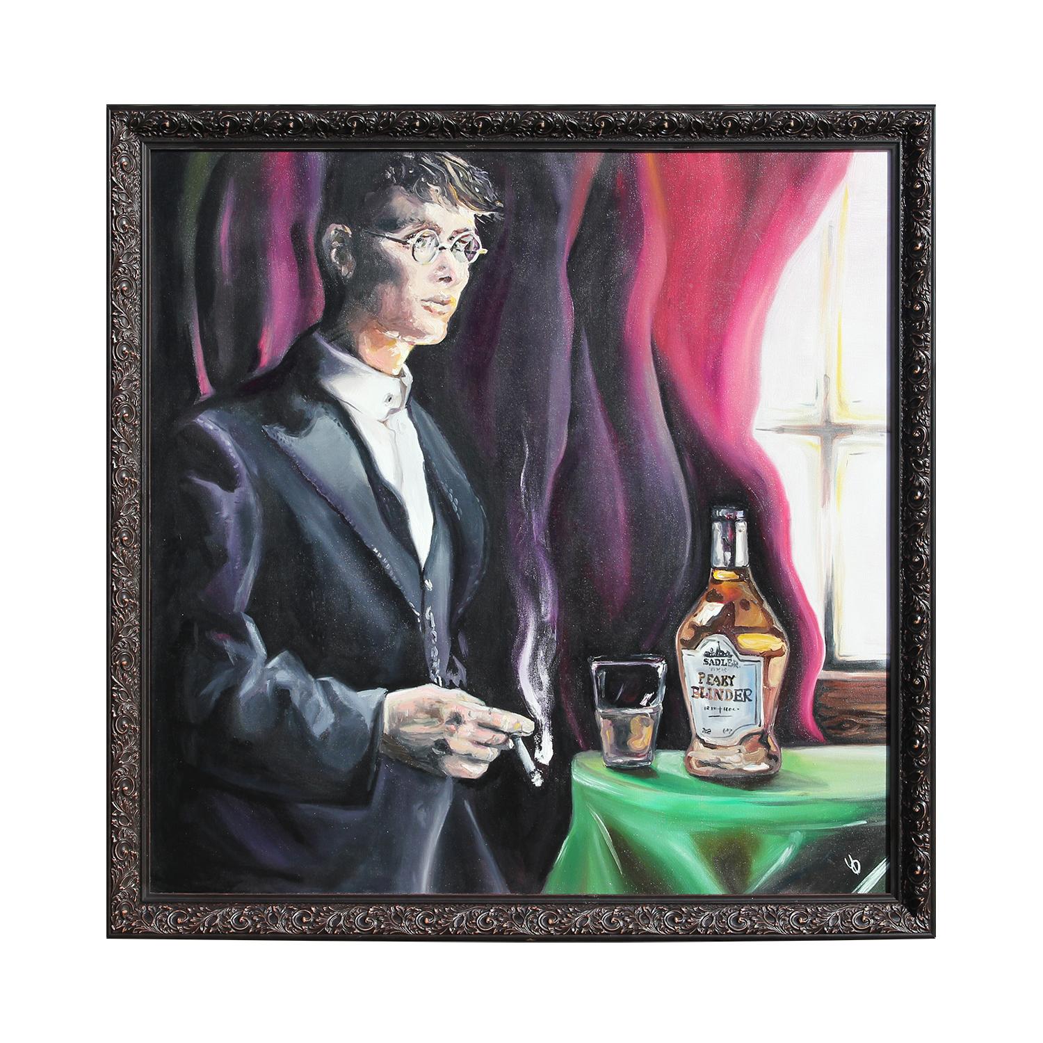 Realistic Portrait of Thomas Shelby (Cillian Murphy) from Peaky Blinders - Painting by YAG