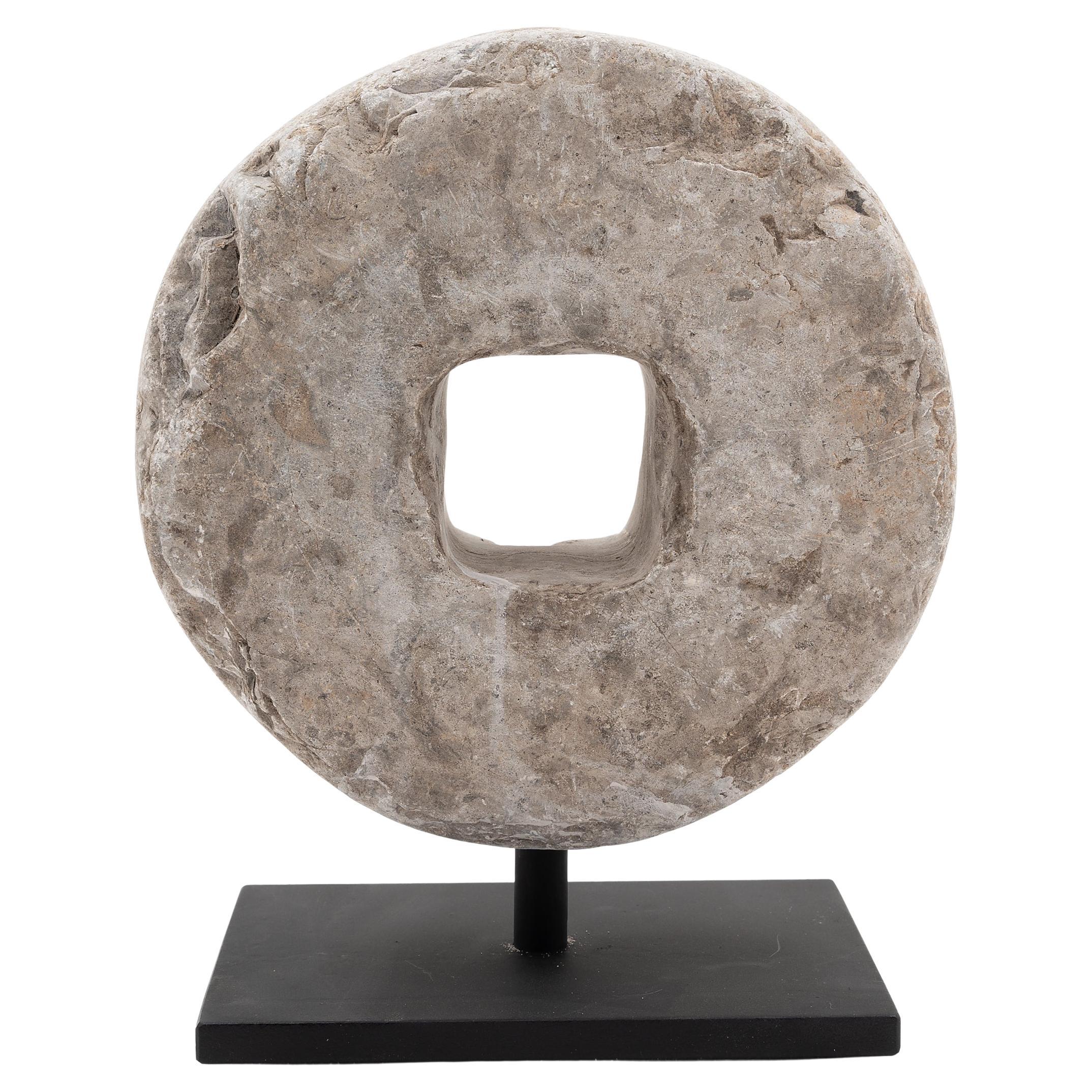 Chinese Prosperity Stone Disc, circa 1900 For Sale