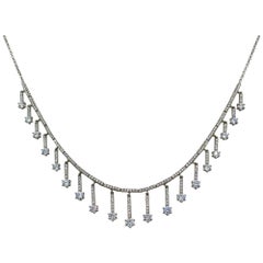 YAGI Design Rhodium Finish Sterling Silver Necklace w/ Gem Set CZ 