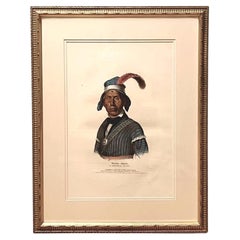 "Yaha-Hajo: A Seminole Chief" Hand-colored Lithograph by McKenney and Hall, 1842
