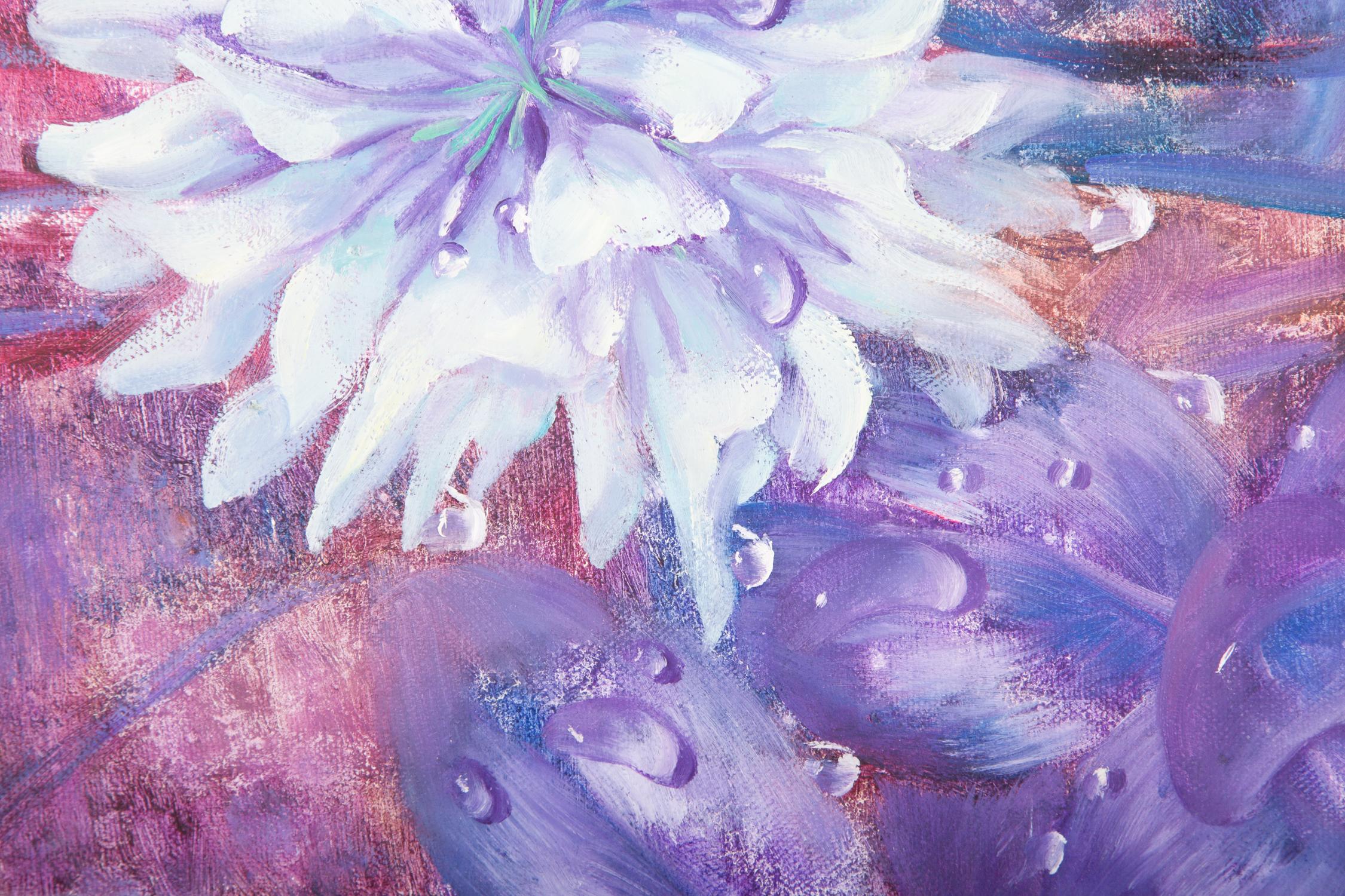Clover Flower 1 - Purple Still-Life Painting by Yahong Teng