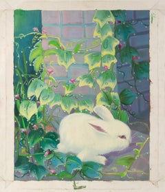 Yahong Teng Animal Original Acrylique sur Toile "Lost Rabbit" (Lapin perdu)