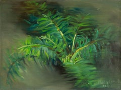 Huile sur toile originale Yahong Teng « Centipede Fern 3 »