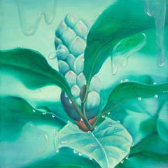 Yahong Teng Floral Original Ölgemälde auf Leinwand „Mulberry Flower - Green“
