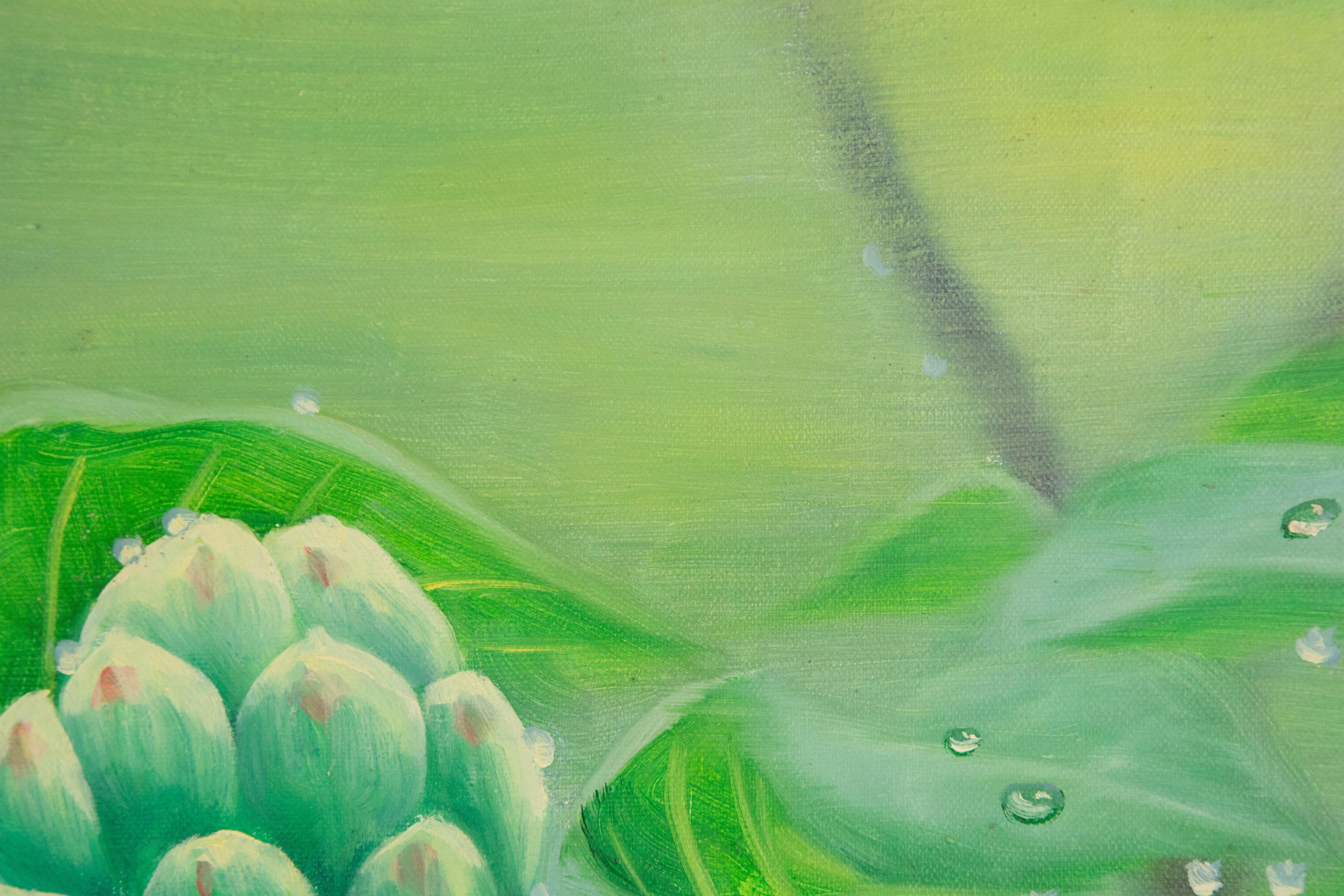 Yahong Teng Floral Óleo original sobre lienzo 