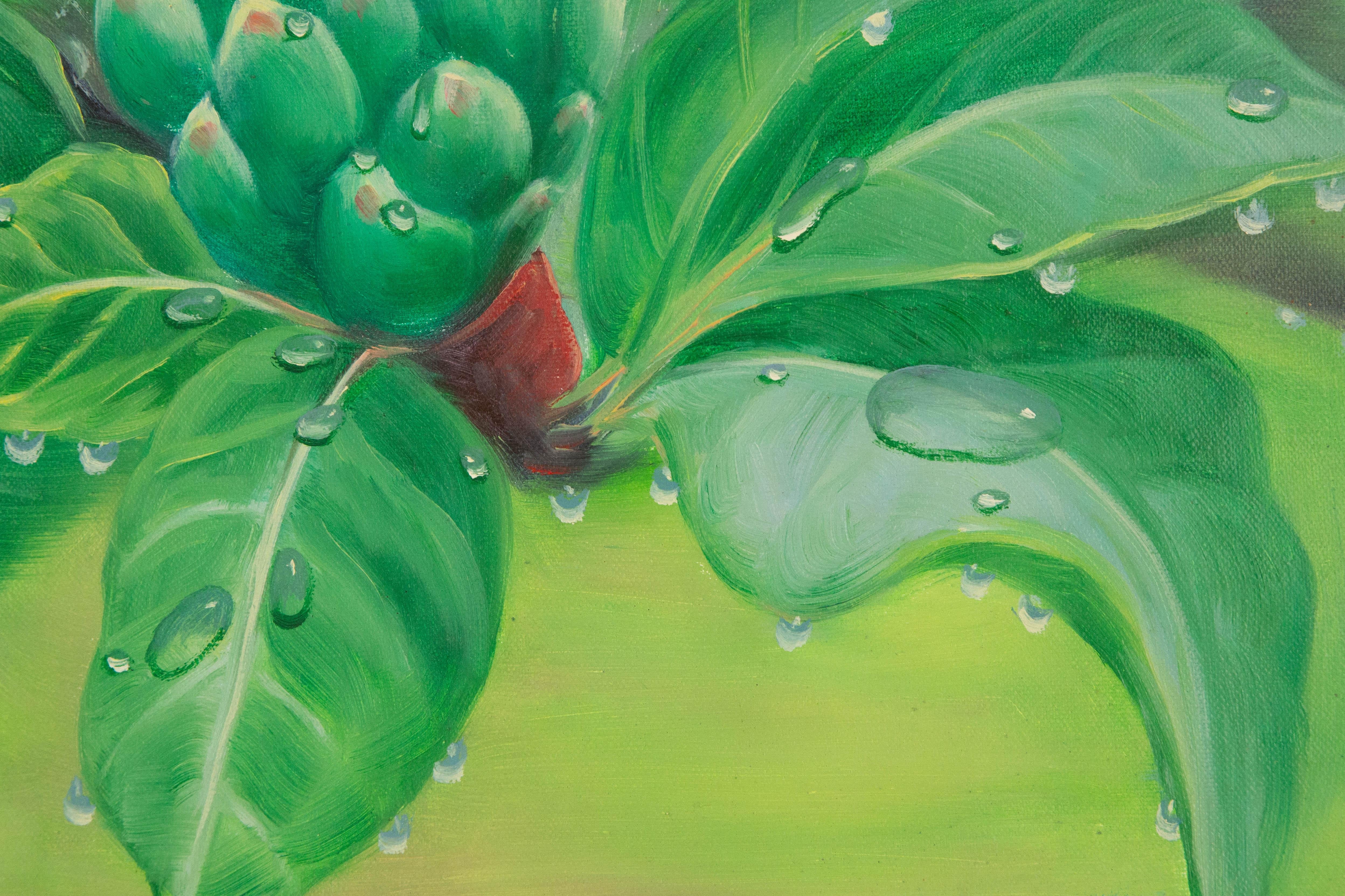 Yahong Teng Floral Óleo original sobre lienzo 