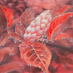 Yahong Teng Floral Original Ölgemälde auf Leinwand „Mulberry Flower - Pink“