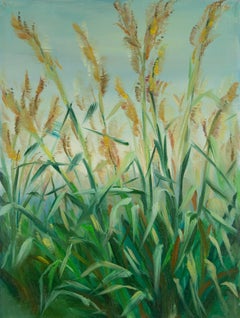 Yahong Teng Floral Óleo original sobre lienzo "Caña I"