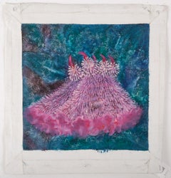 Huile sur toile impressionniste originale de Yahong Teng « Cockscomb Flower III »