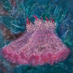 Huile sur toile impressionniste originale de Yahong Teng « Cockscomb Flower III »