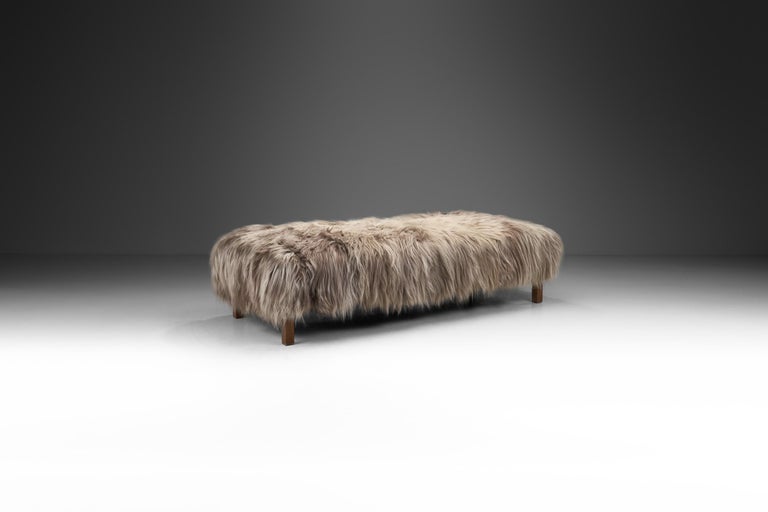 Yak Hide Daybed with Solid Wood Legs, Europe, ca 1950s at 1stDibs