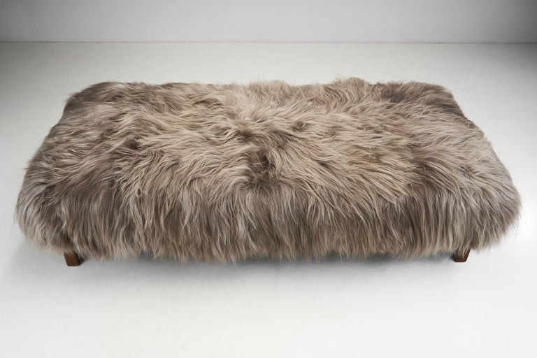 Yak Hide Daybed with Solid Wood Legs, Europe, ca 1950s at 1stDibs