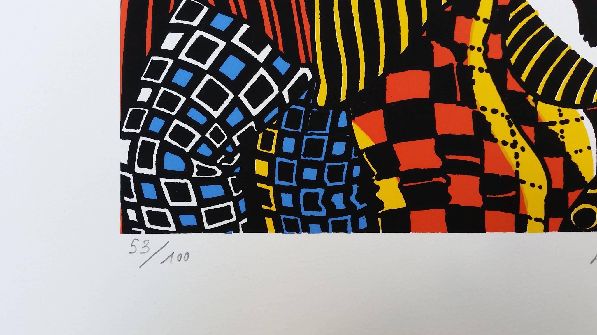 Le Metro me PAS tro - Noir Figurative Print par Yak Rivais