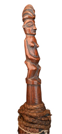 Yaka Fly Whisk With Female Figure – Early 20th Century, Drc (33 Cm)