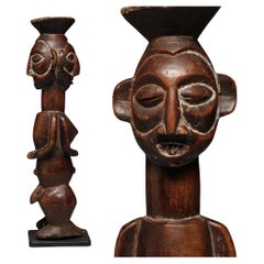 Yaka Standing Wood Janus Male/Female Divination Figure DRC Congo, Africa