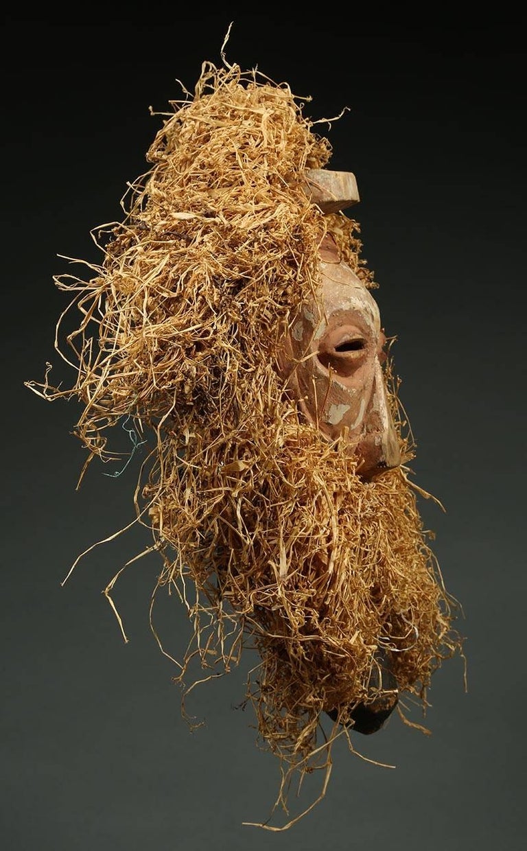 Yaka Tribal Initiation Mask with Raffia, Congo 'DRC', mid 20th Century, Africa For Sale 3