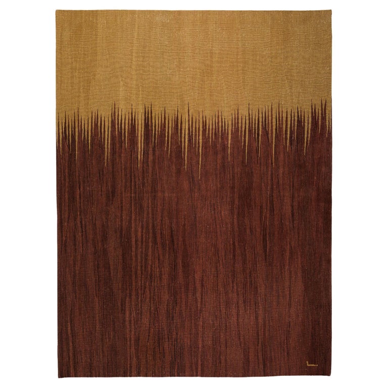 Yakamoz No 1 Contemporary Modern Kilim Rug, Wool Handwoven Maroon in ...