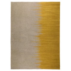 Handwoven Wool Kilim Rug Yakamoz No 2 Contemporary Mustard and Earthy Gray