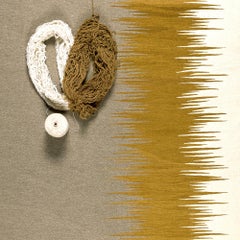 Yakamoz No 3 Alfombra Kilim Contemporánea Lana Tejida a Mano Gris Terroso y Mostaza
