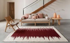 Yakamoz No 4 Contemporary Kilim Rug Wool Handwoven Burgundy and Dusty Pink