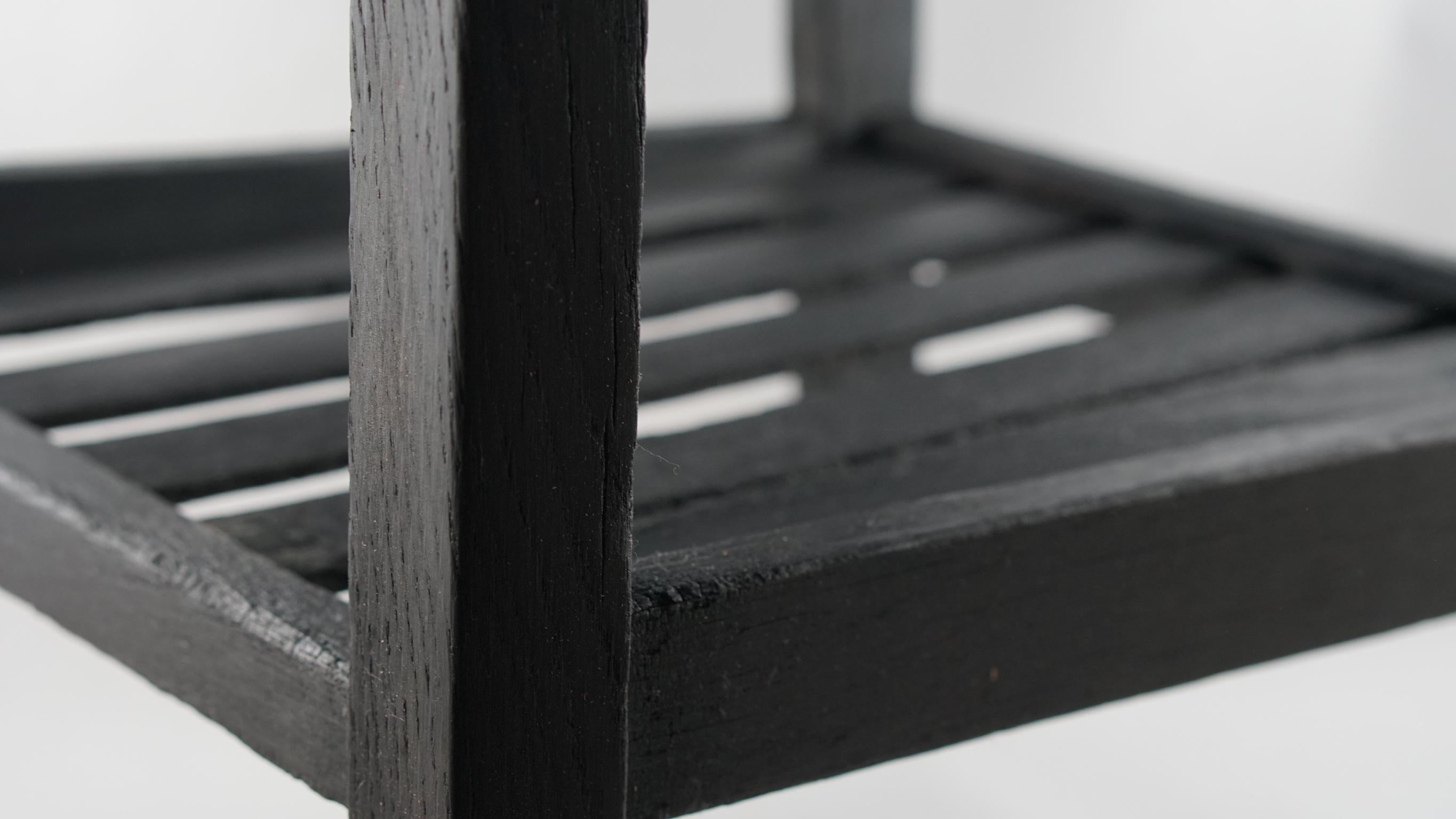 American Classical Yakisugi Black Chapel Chair in Oak by Seven Cedars Co Dining Chair For Sale