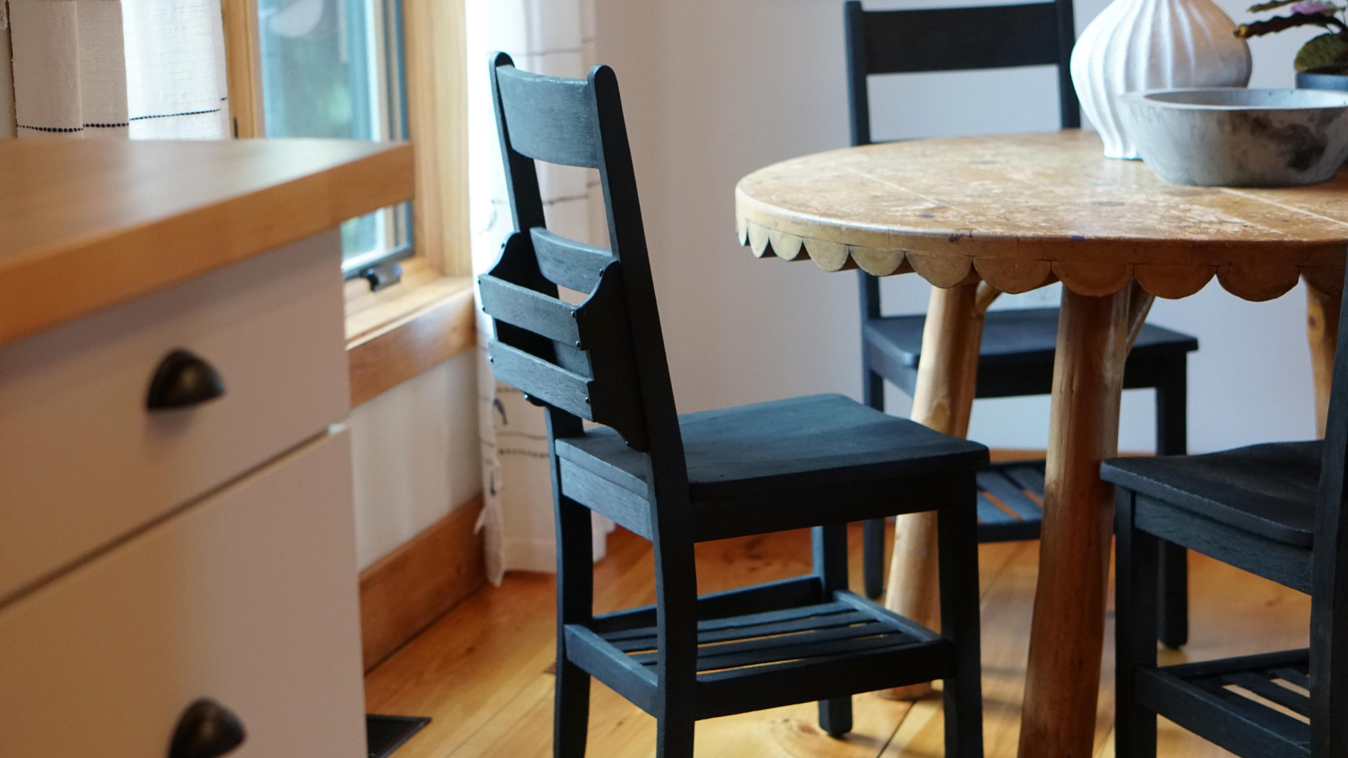 Yakisugi Black Chapel Chair in Oak by Seven Cedars Co Dining Chair In New Condition For Sale In Staatsburg, NY