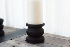 Yakisugi Cedar Wide Black Pillar Candle Holders by Seven Cedars Co.