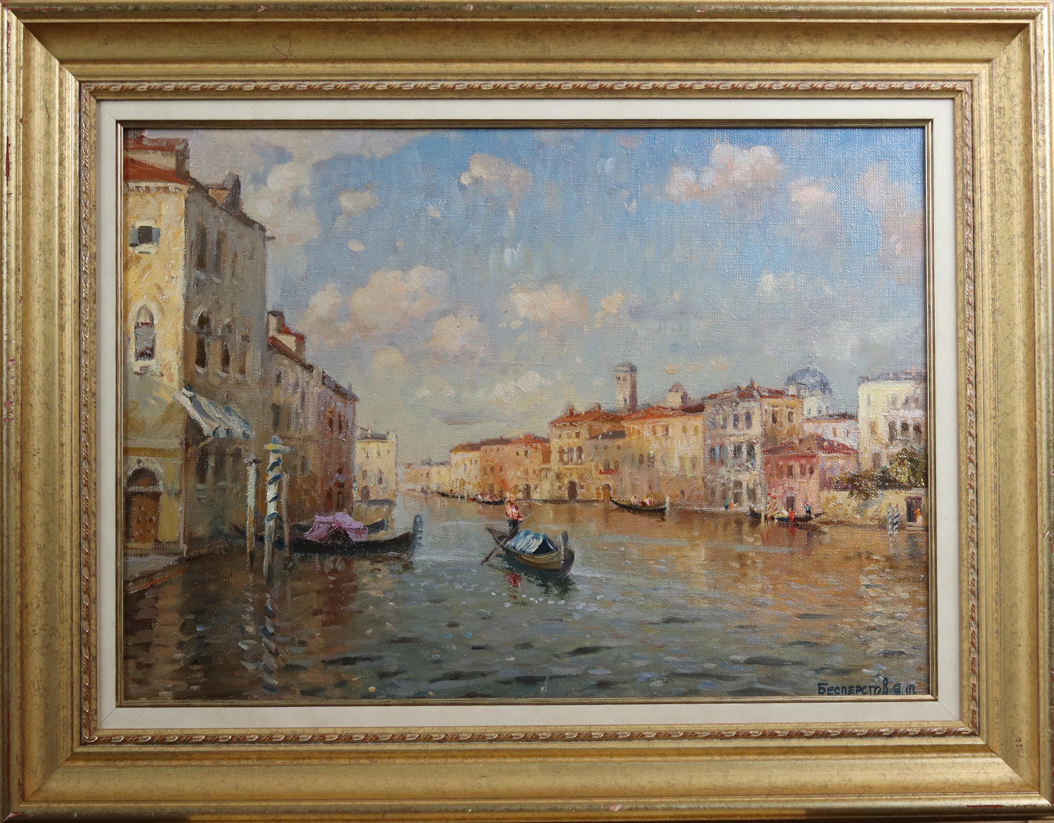  A Venetian Canal Scene - Painting by Yakov Besperstov