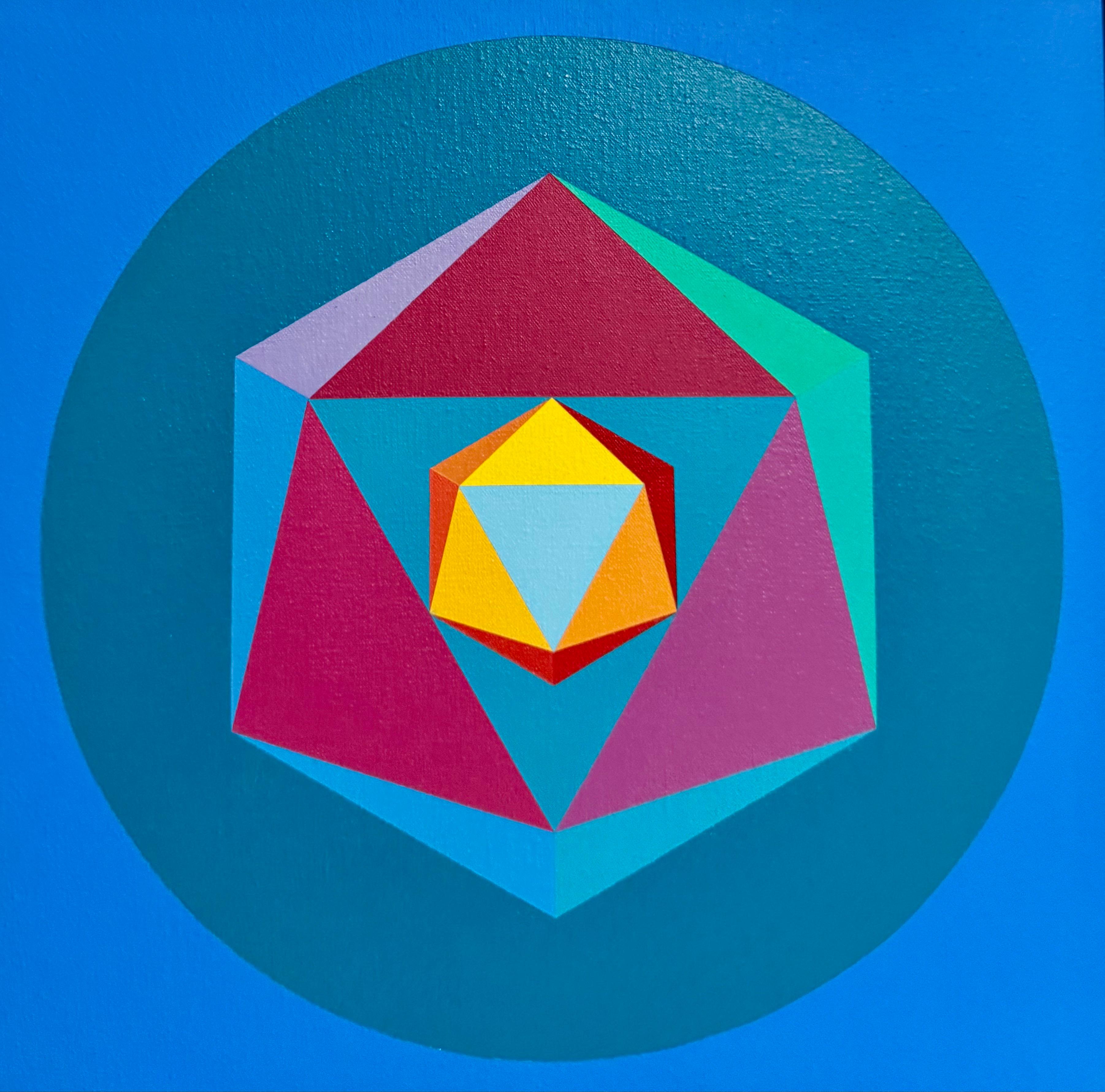 Op Art israélien Kabbala Mandala Peinture à l'huile abstraite Judaica Jacob Kaszemacher - Painting de Yakov Kaszemacher