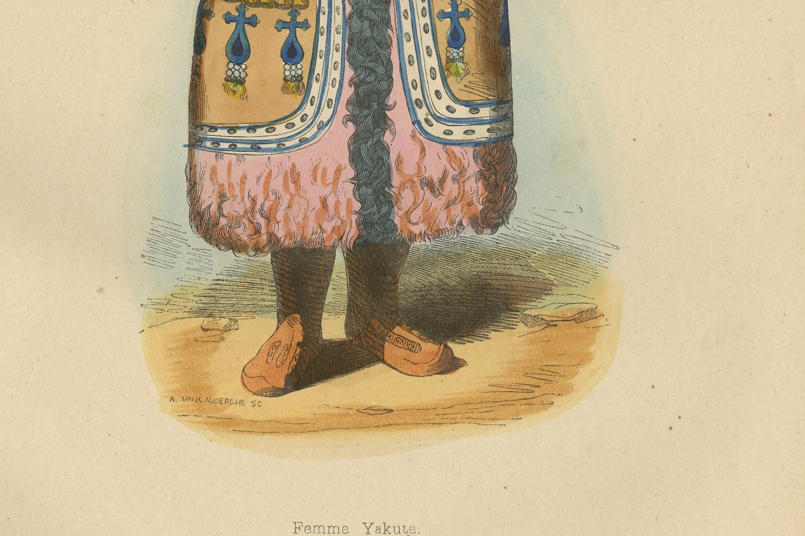 Yakutische Menschen in traditioneller Kleidung, 1844 Handkolorierte Lithographien im Angebot 1