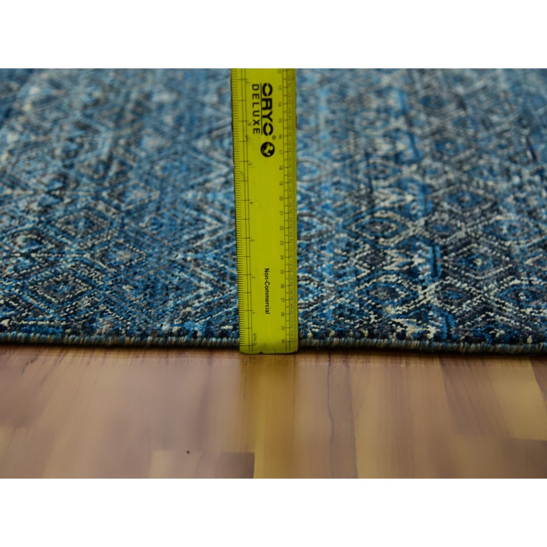 Tapis carré Kohinoor Herat bleu Yale noué à la main à motif géométrique 100 % laine en vente 2
