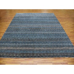Yale Blauer handgeknüpfter Kohinoor Herat Quadratischer Teppich aus 100 % Wolle mit geometrischem Design