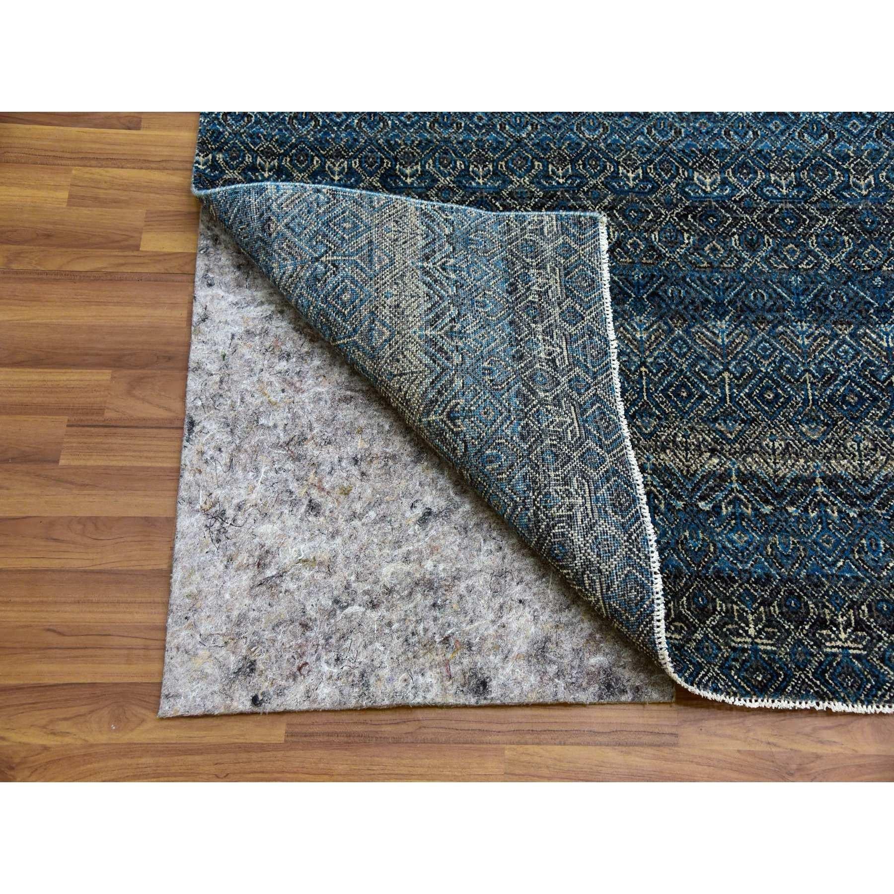Indien Tapis carré Kohinoor Herat bleu Yale noué à la main à motif géométrique 100 % laine en vente