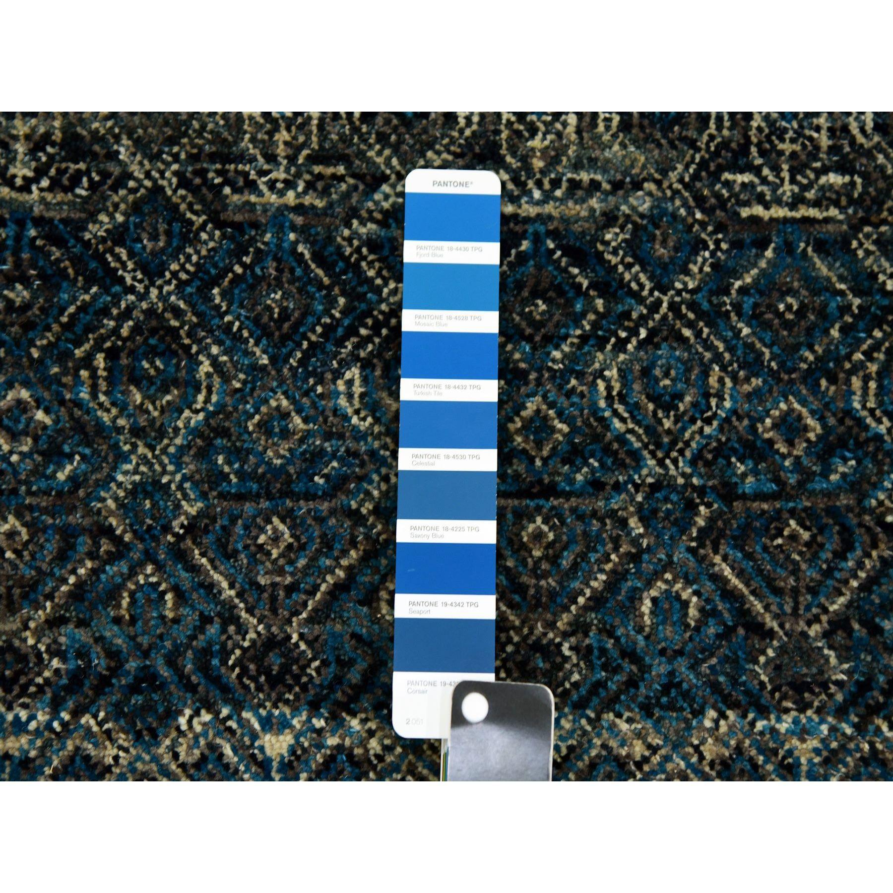 XXIe siècle et contemporain Tapis carré Kohinoor Herat bleu Yale noué à la main à motif géométrique 100 % laine en vente