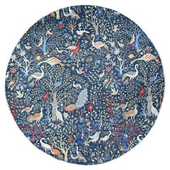 Tappeto orientale rotondo Peshawar di lana morbida Yale Blue annodato a mano 9'5" x 9'6"