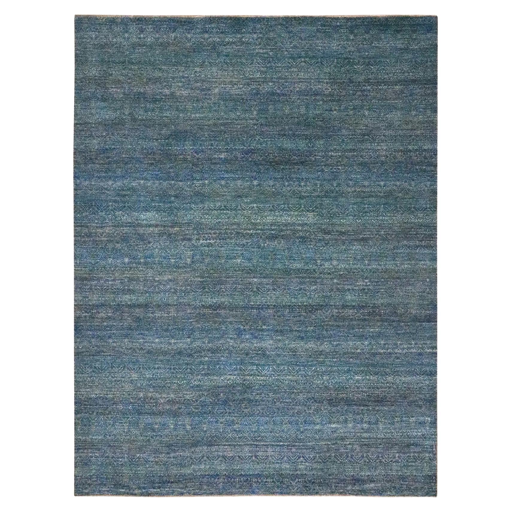 Yale Blue Kohinoor Herat Repetitive Design Hand Knotted Soft Wool Oriental Rug