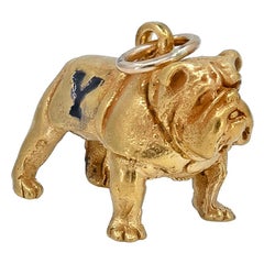 Yale Bulldog Gold and Enamel Charm