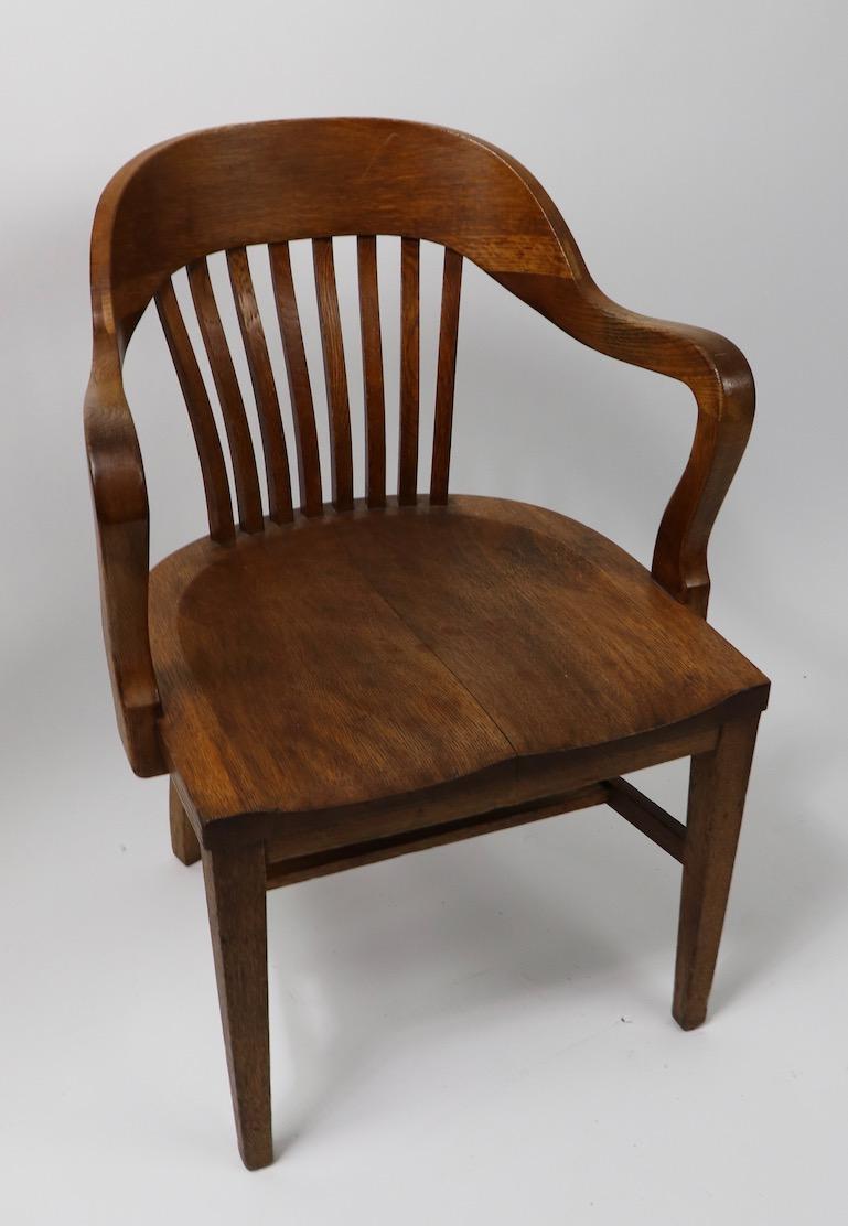 Industrial Yale Library Bank of England Oak Office Chair