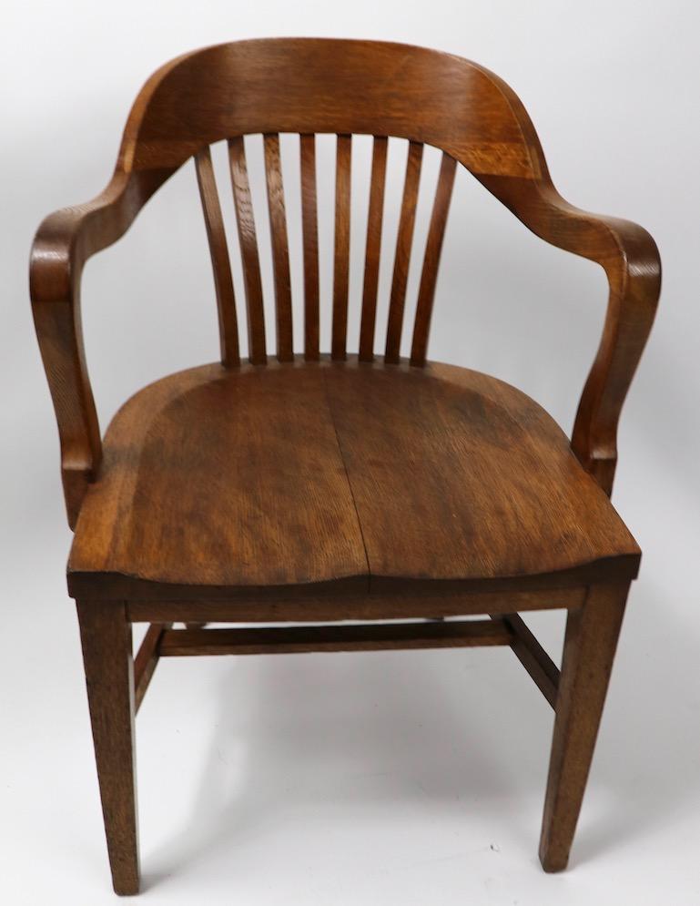 American Yale Library Bank of England Oak Office Chair