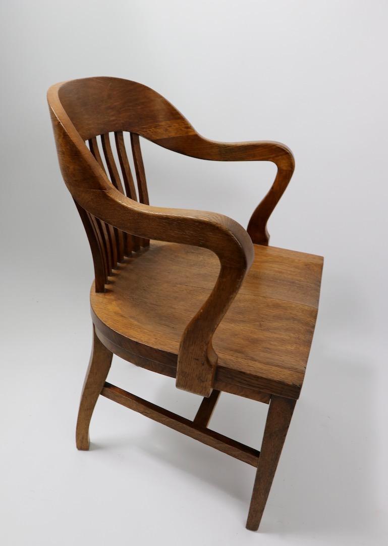 20th Century Yale Library Bank of England Oak Office Chair