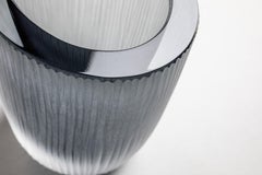 Yali Murano Hand Blown and Engraved Large Kasa Container Grey