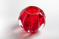 Yali Murano Hand Blown Fiori Bolla Vase Small Red