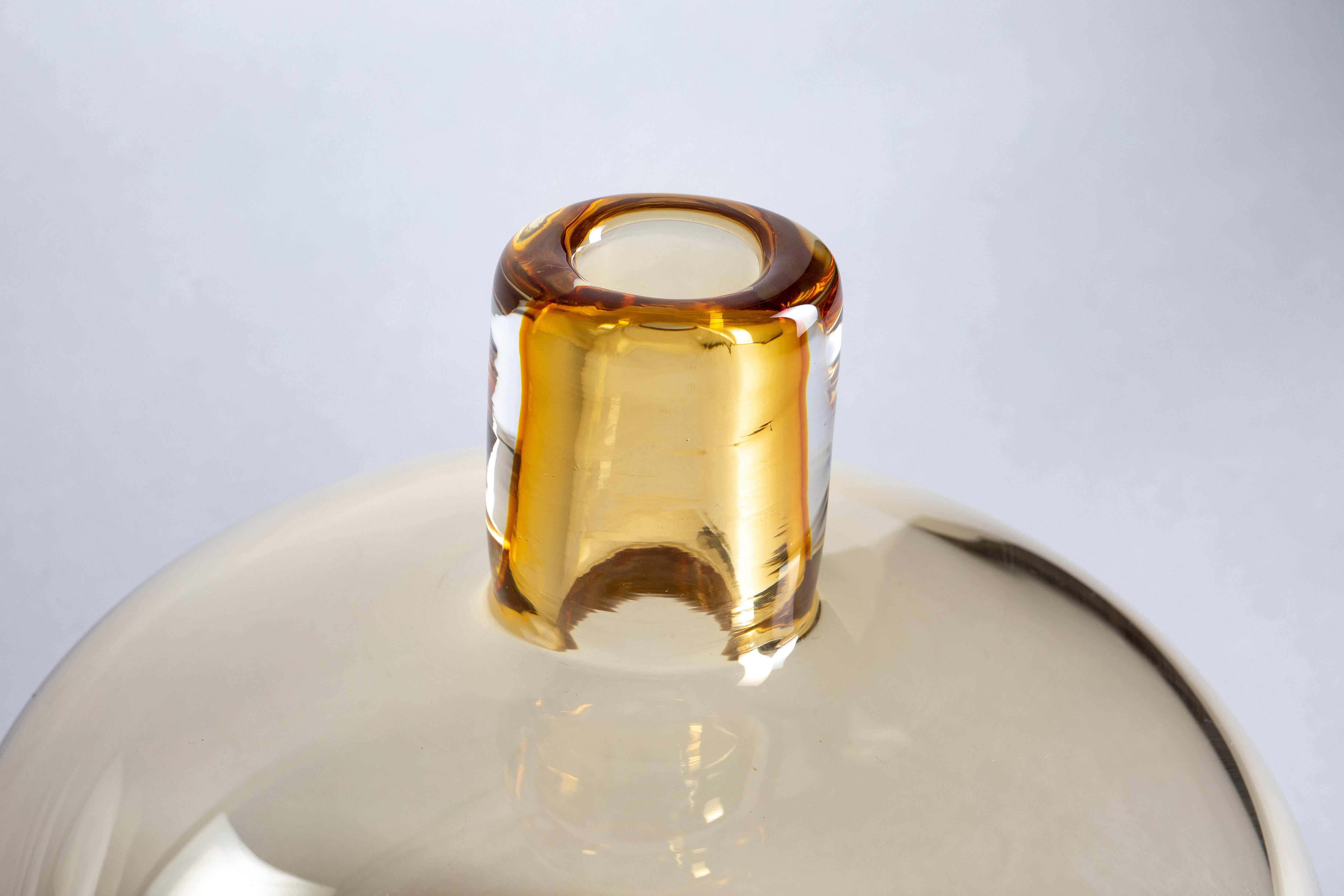 Italian Yali Murano Hand Blown Monastiri #1  Vase Amber For Sale