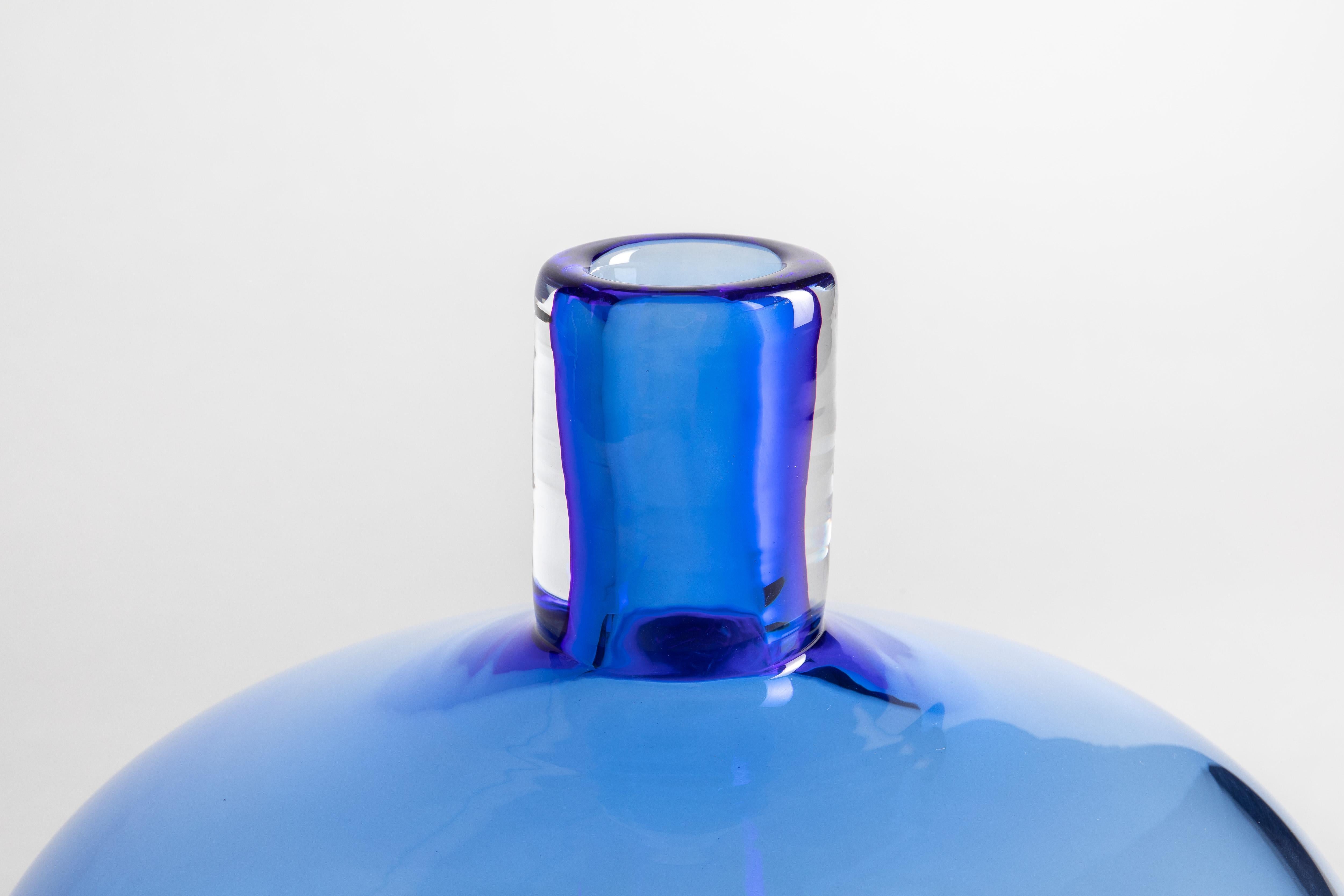 Hand-Crafted Yali Murano Hand Blown Monastiri #1 Vase Blue For Sale