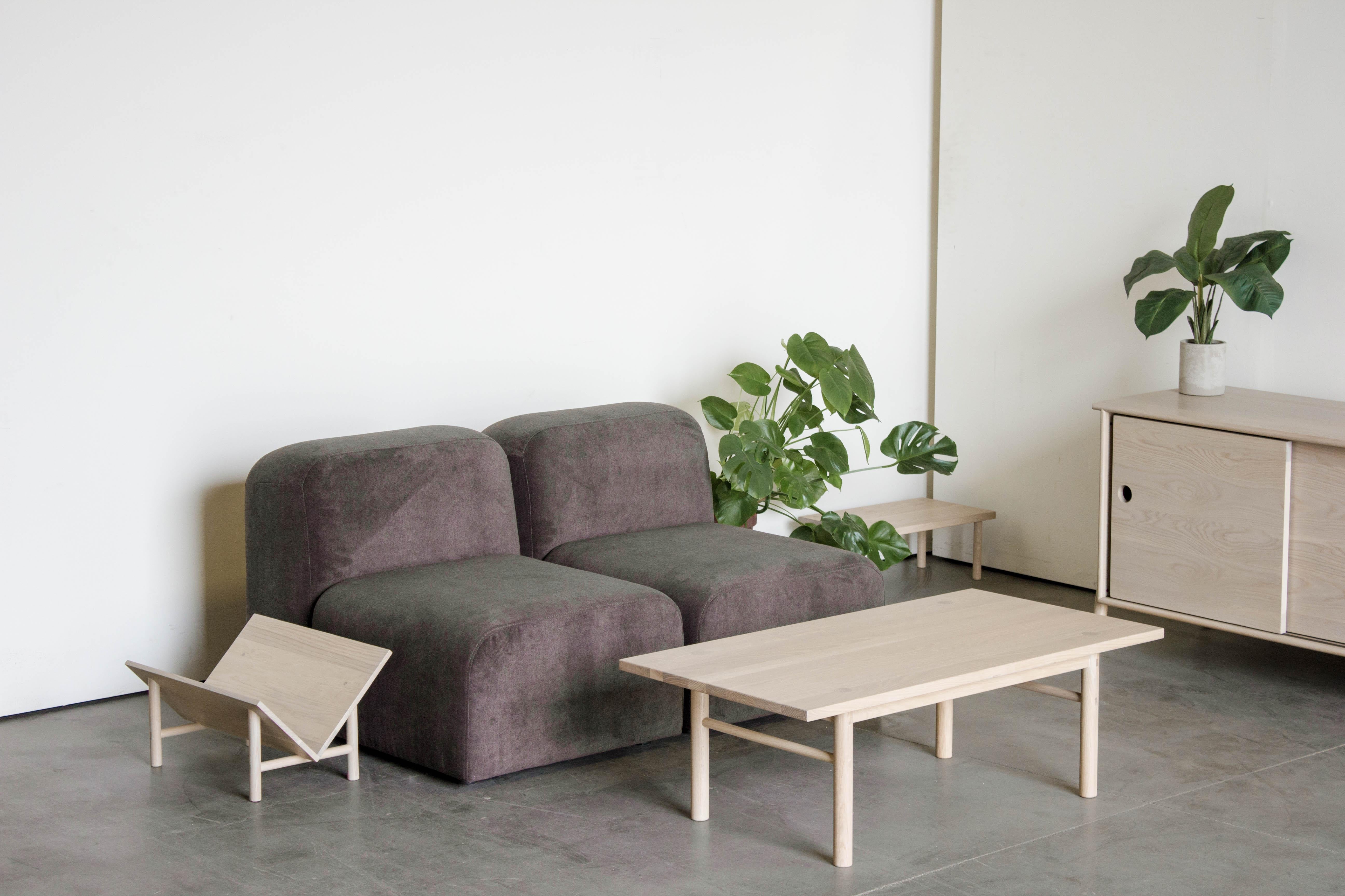 Sun at Six is a contemporary furniture design studio that works with traditional Chinese joinery masters to handcraft our pieces using traditional joinery. A modular sofa - put as many pieces together as you want. Connector hidden underneath to