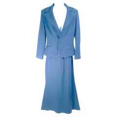 Yamamoto 1990s BiasCut NotchedLapelGiacca e MaxiGonna con nastro in lana NavySuit