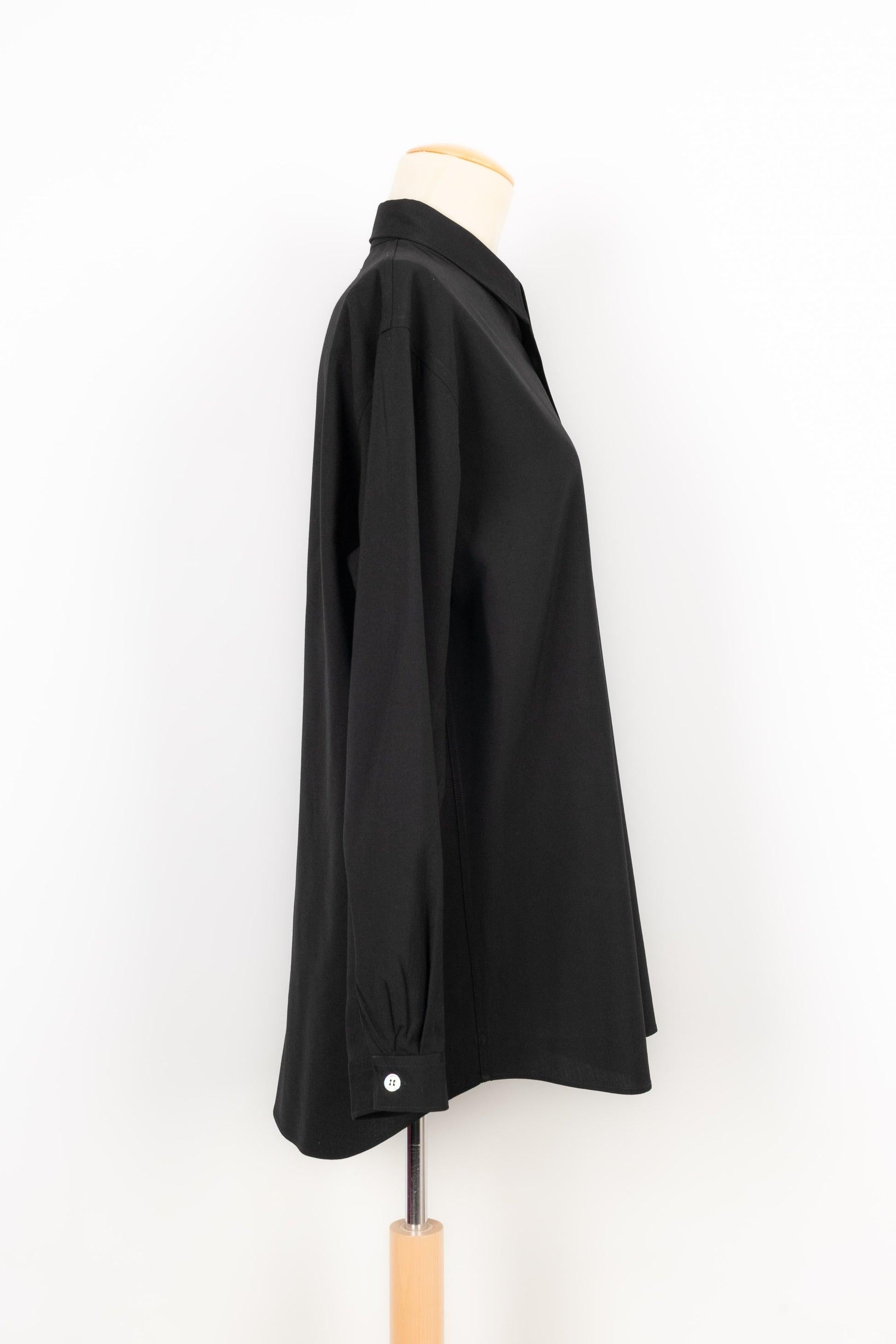 Yamamoto Schwarzes Hemd aus Wolle Damen im Angebot
